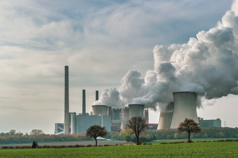 Germany, Grevenbroich, modern brown coal power station Neurath I stock photo