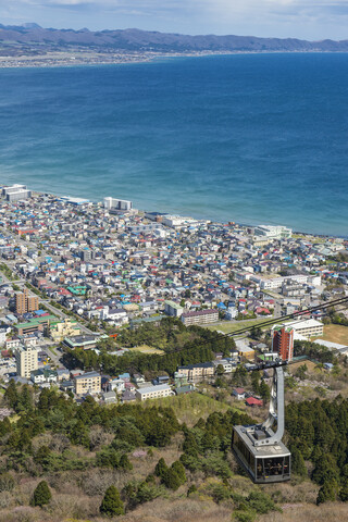 Japan, Hokkaido, Blick über Hakodate, Gondelbahn, lizenzfreies Stockfoto