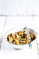 Bowl of zoodles with fried tofu - SBDF03857