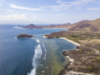 Indonesia, West Sumbawa, Kertasari, Aerial view of beach - KNTF02359