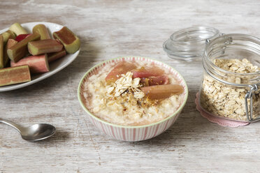 Bowl of porridge with rhubarb - EVGF03388