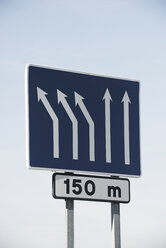 Low angle view of road sign against clear sky - CAVF56869