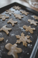 High angle view of cookies in baking sheet - CAVF57186