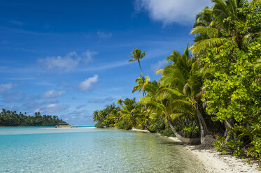 Cook Islands, Rarotonga, Aitutaki lagoon, white sand beach and palm beach - RUNF00286