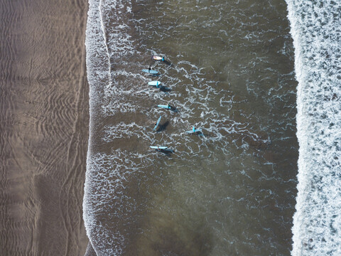 Indonesia, Bali, Kuta beach, surfers stock photo