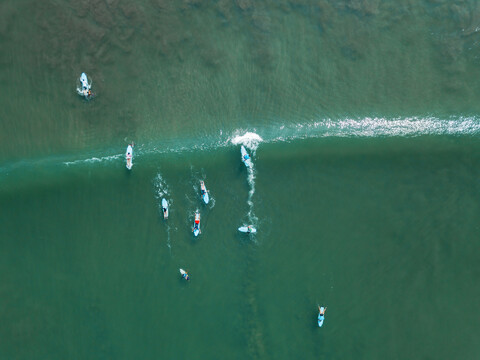 Indonesia, Bali, Kuta beach, surfers stock photo