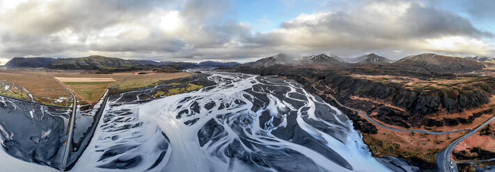Island, Skeidara Fluss, Gletscherfluss, Panoramablick - OCMF00141