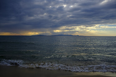 Italy, Tuscany, Castiglione della Pescaia, Punta Ala, thunderclouds at sunset - LBF02271