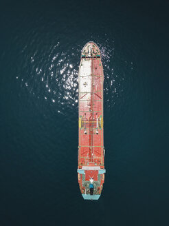 Indonesia, Bali, Aerial view of oil tanker - KNTF02446