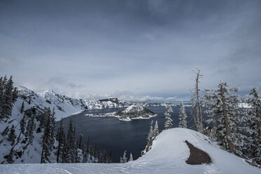 Scenic view of Crater Lake National Park against sky - CAVF58196