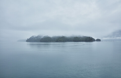 Chile, Hornopiren, Insel im Fjord, lizenzfreies Stockfoto