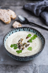 Champignoncremesuppe mit Kokosnussmilch, Petersilie und Baguette - SARF04012