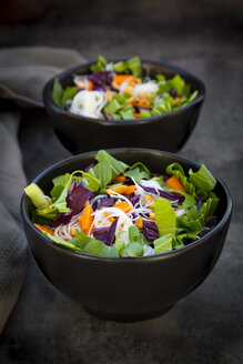 Zwei Schalen Glasnudelsalat mit Gemüse und Erdnüssen - LVF07593
