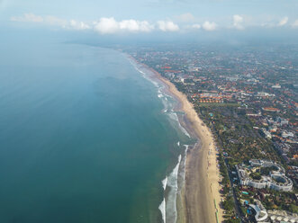 Bali, Kuta Beach, Indian Ocean and coastline, aerial view - KNTF02506