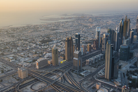 UAE, Dubai, Hochhaus in Down Town Dubai, lizenzfreies Stockfoto