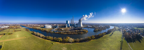 Germany, Hesse, Aerial view of Grosskrotzenburg Power Station stock photo
