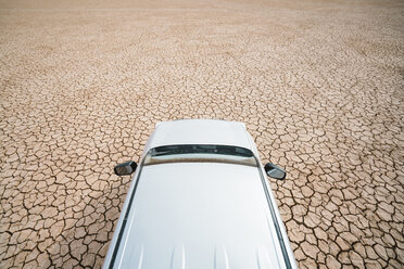 High angle view of off-road vehicle on barren landscape - CAVF60495