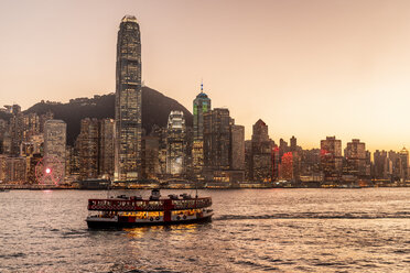 Hong Kong, Tsim Sha Tsui, cityscape at sunset - DAWF00815