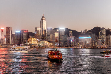 Hong Kong, Tsim Sha Tsui, cityscape at dusk - DAWF00816