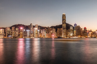 Hong Kong, Tsim Sha Tsui, cityscape at dusk - DAWF00818