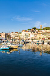 France, Provence-Alpes-Cote d'Azur, Cannes, Le Suquet, Old town, fishing harbour and boats - WDF04920
