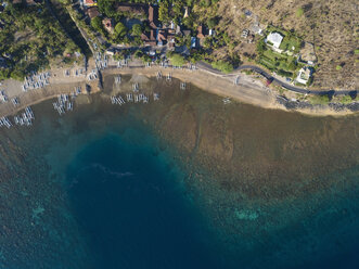 Indonesia, Bali, Amed, Aerial view of Lipah beach - KNTF02582