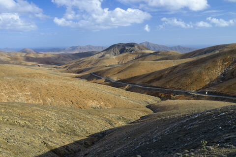 Spanien, Kanarische Inseln, Fuerteventura, Landschaft des Parque Rural de Betancuria, lizenzfreies Stockfoto