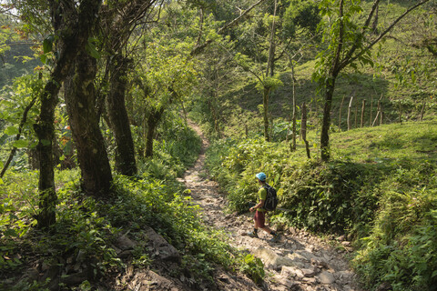 Wandern in Los Limones, Xicotepec, Bundesstaat Puebla, Mexiko, lizenzfreies Stockfoto