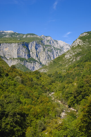 Montenegro, bei Kolasin, Mrtvica-Schlucht, Mrtvica-Fluss, lizenzfreies Stockfoto