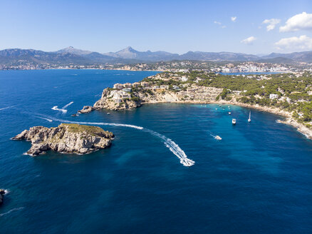 Spain, Baleares, Mallorca, Region Calvia, Aerial view of Islas Malgrats and Santa Ponca - AMF06522