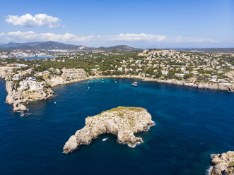 Spain, Baleares, Mallorca, Region Calvia, Aerial view of islas Malgrats and Santa Ponca - AMF06526