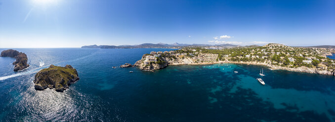 Spain, Baleares, Mallorca, Region Calvia, Aerial view of Islas Malgrats and Santa Ponca - AMF06529
