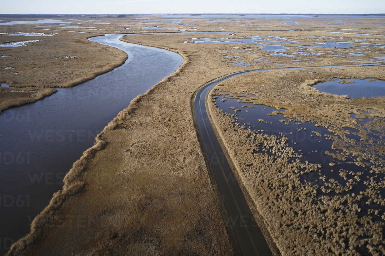 USA, Maryland, Cambridge, High tide flooding from rising sea