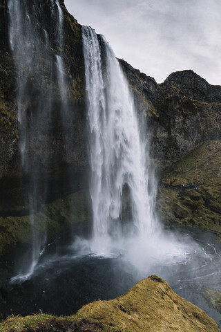 Island, Seljalandsfoss Wasserfall, lizenzfreies Stockfoto