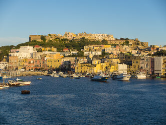 Italien, Kampanien, Neapel, Golf von Neapel, Insel Procida, Stadt im Morgenlicht - AMF06607