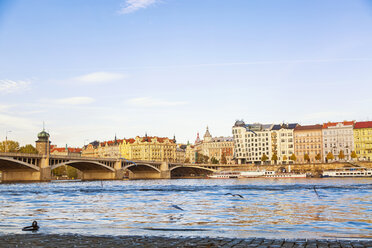 Czechia, Prague, Old town, Vltava river and bridge - JUNF01654