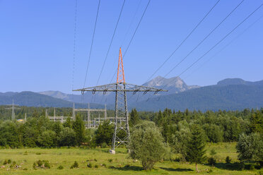 Germany, Bavaria, Werdenfelser Land, Kruen, power pylon, Transformator Station - SIEF08263
