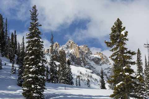 Sawtooth Range im Winter, Idaho, USA, lizenzfreies Stockfoto