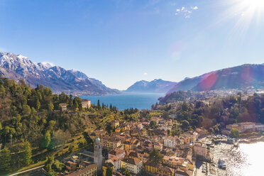 Italy, Lombardy, Aerial view of Bellagio and Lake Como - TAMF01101
