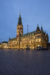 Deutschland, Hamburg, Blick auf das beleuchtete Hamburger Rathaus - WIF03718