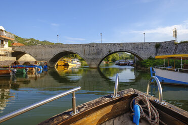Montenegro, Virpazar, Lake Skadar, boat and bridge - SIEF08306