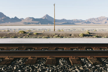 Railroad tracks in desert in the Salt Flats - MINF10022