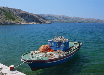 Croatia, Kvarner Gulf, Pag island, fishing boat stock photo