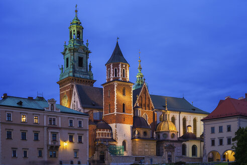 Polen, Krakau, Wawel-Kathedrale bei Nacht - ABOF00403