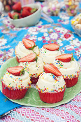 Strawberry cupcakes at birthday picnic - FOLF09672