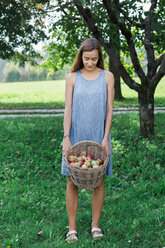 Woman with basket of apples - CUF46830