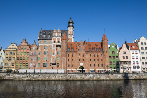 Polen, Danzig, Hansehäuser an der Motlawa, lizenzfreies Stockfoto