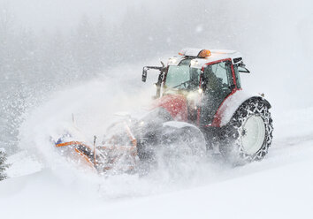 Austria, Tyrol, Obergurgl, snow-plowing service with snowplough - CVF01116