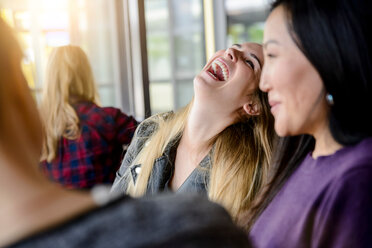 Lachende und plaudernde Studentinnen in der Universität - CUF47141