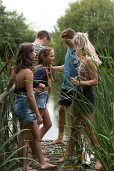 Friends relaxing by lake - CUF47177